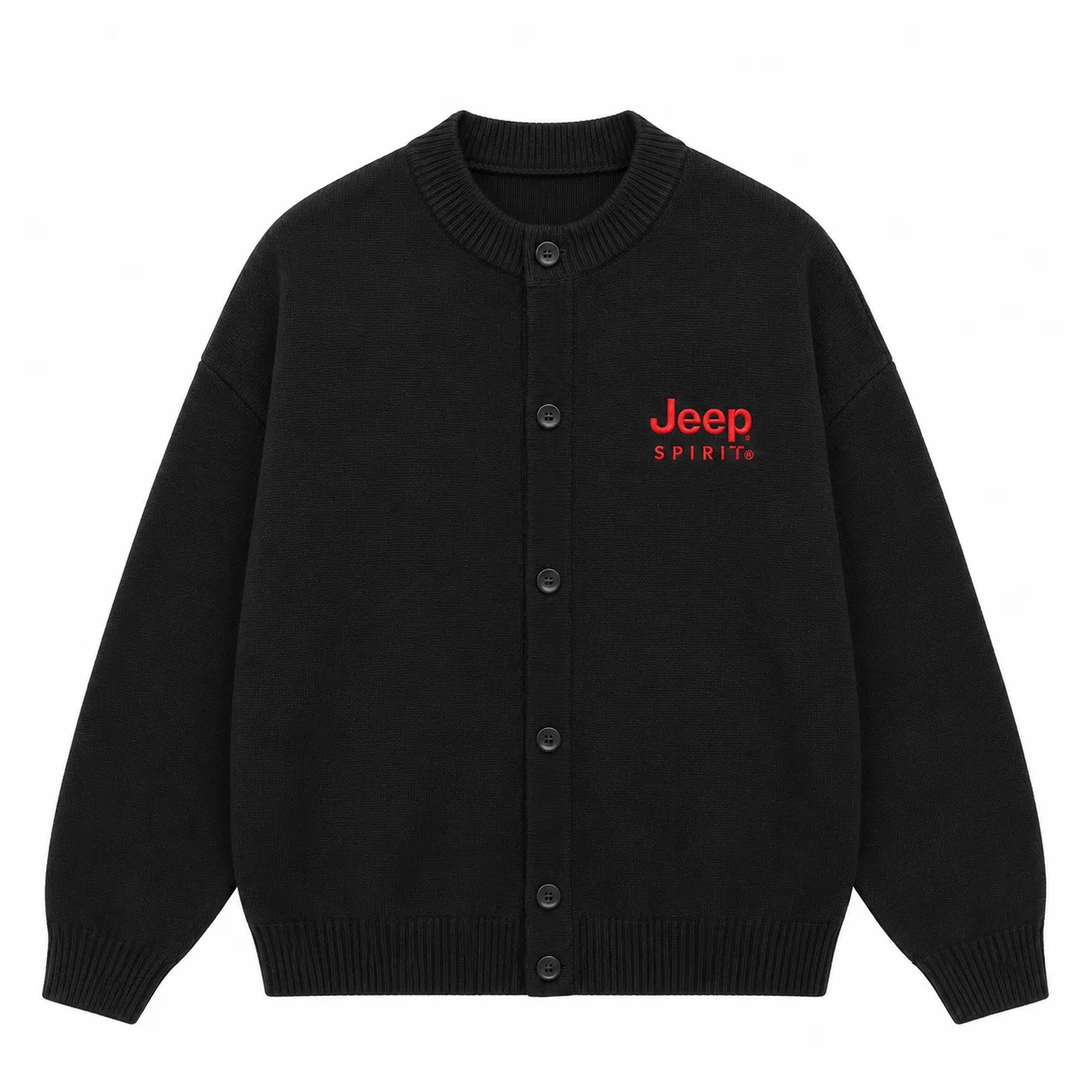 Детский свитер унисекс с круглым вырезом JEEP SPIRIT, Black Red Embroidery