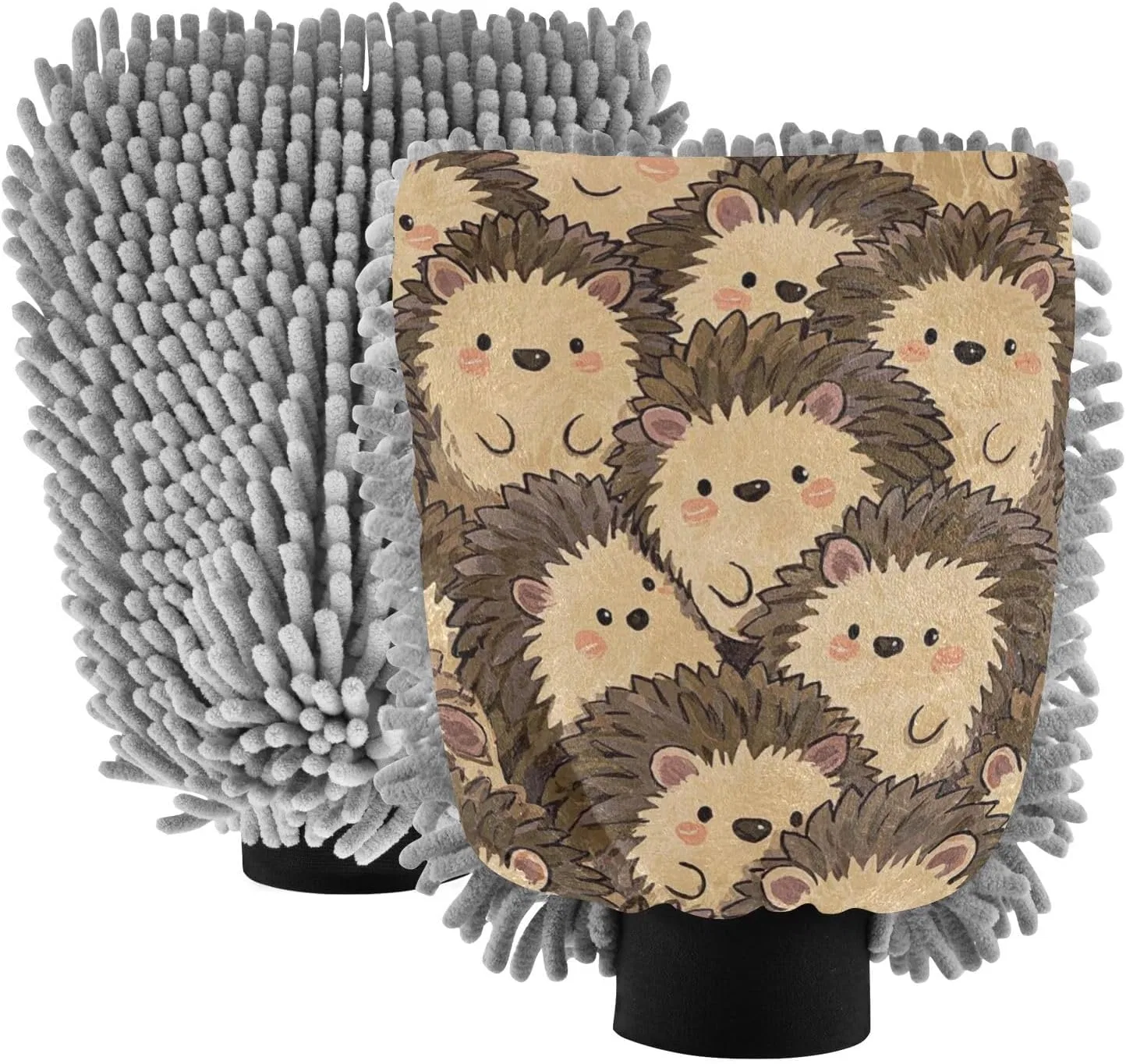 Перчатка для мытья машины, Cute Cartoon Hedgehog, voucong, 2 шт, 30x20.3 см, Large