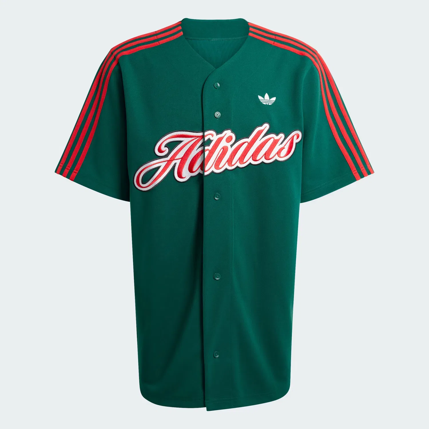 Мужская бейсбольная футболка свободного кроя Summer League Varsity Adidas Originals, темно-зеленый/ярко-алый — фото 4