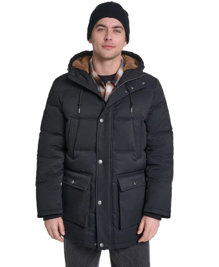 Мужская куртка-парка стеганая, классический крой, с капюшоном Levi's, Black