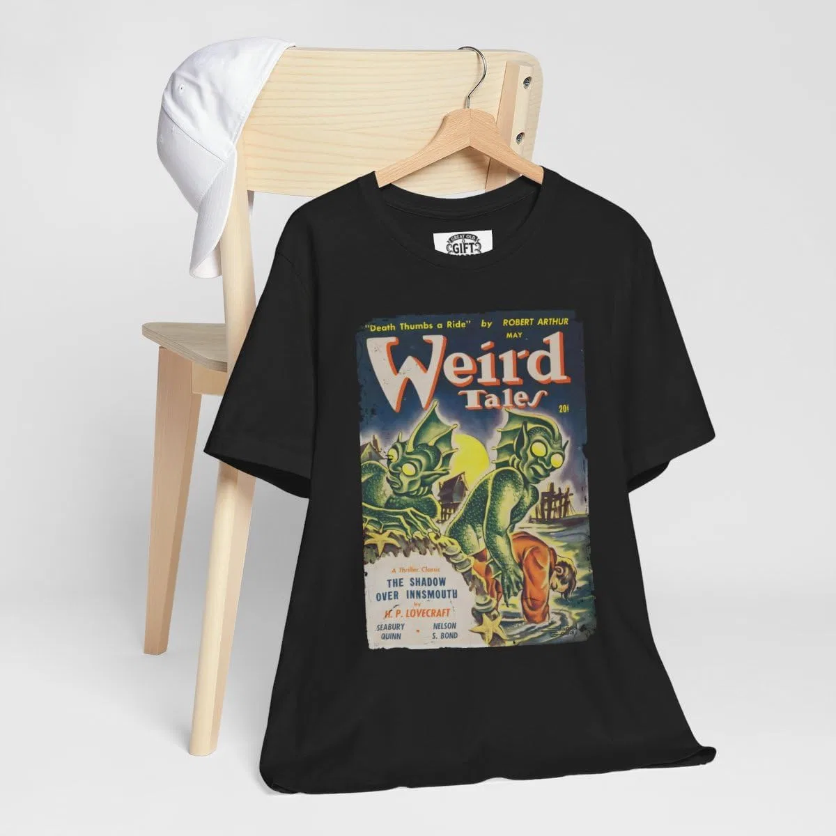 Футболка с принтом Lovecraft Shadow Over Innsmouth Bell+canvas 3001, Black — фото 4