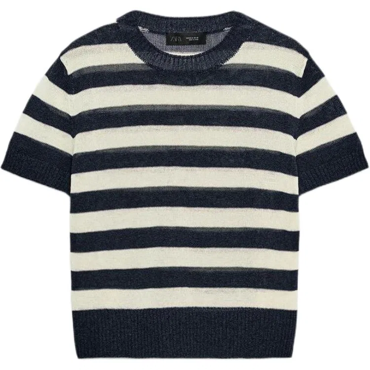 Женский свитер с полосами и круглым вырезом ZARA, Stripes