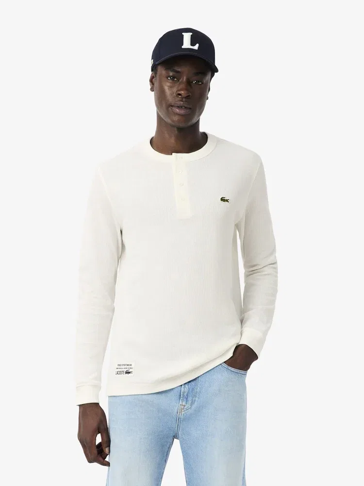 Футболка с длинным рукавом вафельная Henry Neck LACOSTE, White