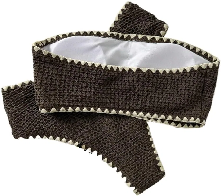 Женский бикини-комплект с бандо и заниженной талией, Chocolate Brown — фото 2