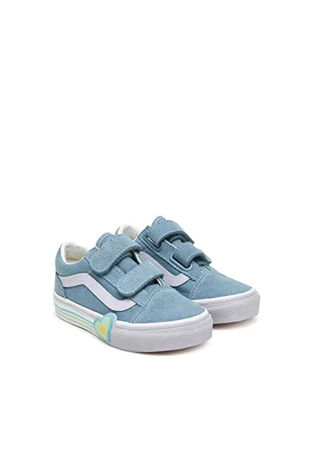 Детские кеды для девочек с принтом Old Skool V Heart Vans, Blue — фото 2
