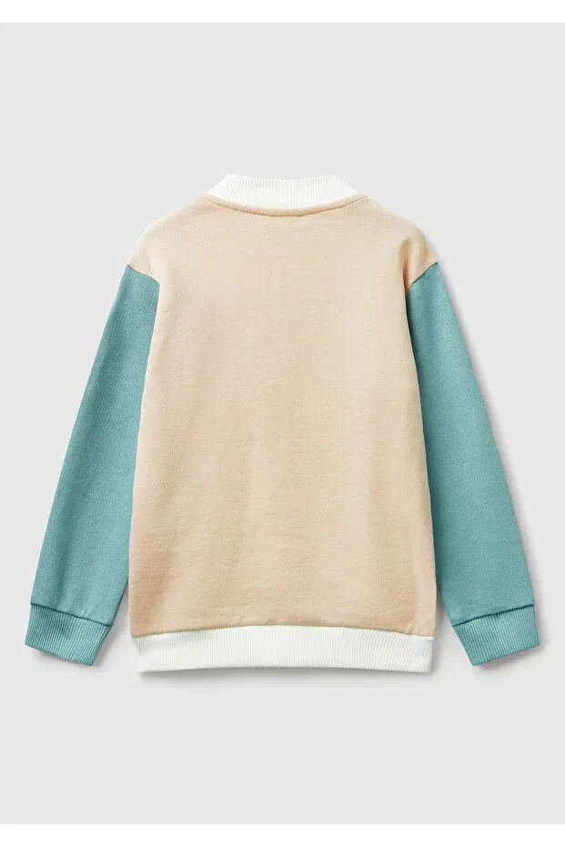 Детские свитшот для девочек с принтом United Colors Of Benetton, Pink-White — фото 2