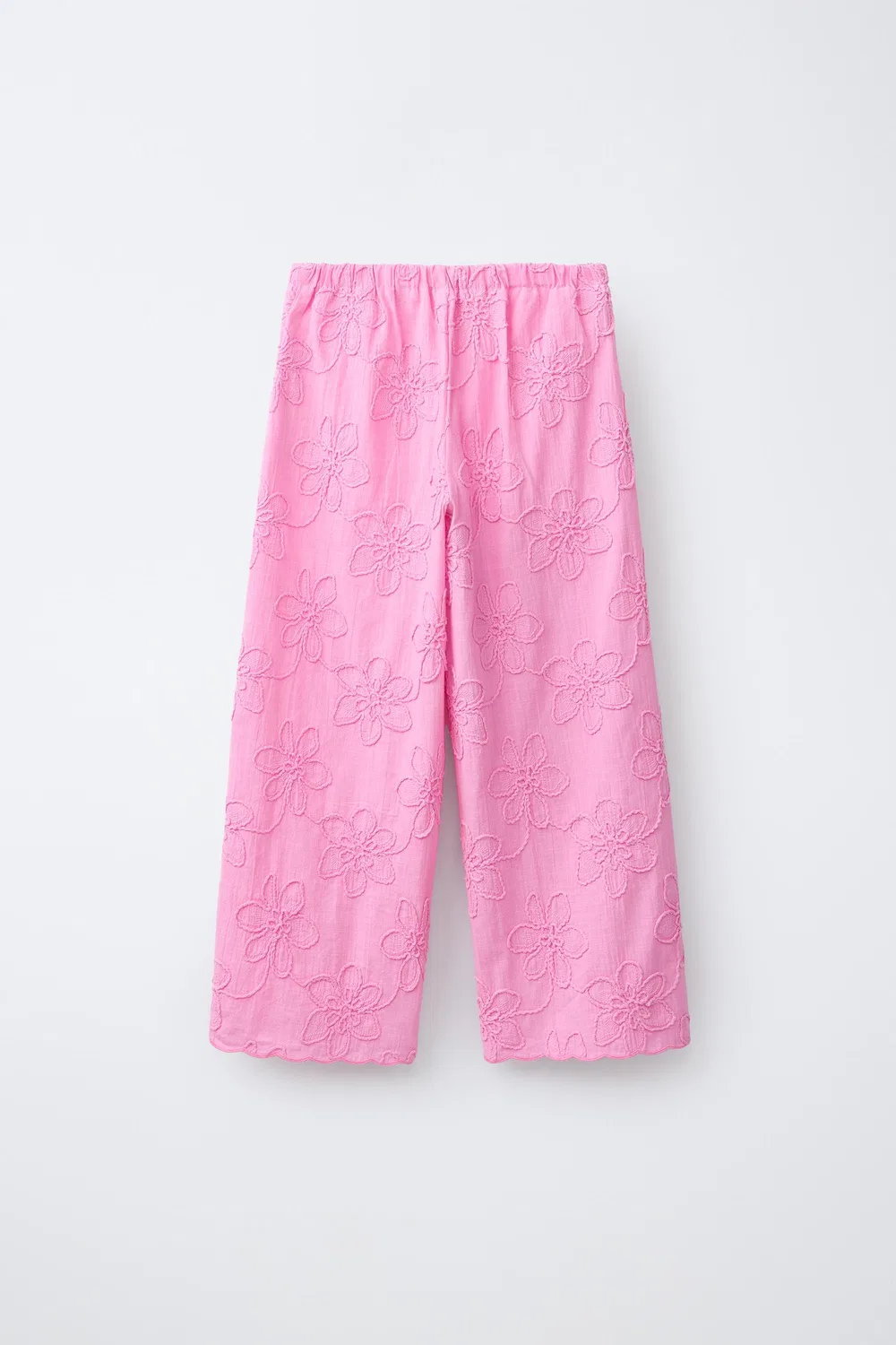 Вышитые цветочные широкие брюки ZARA, Mid-Pink — фото 2