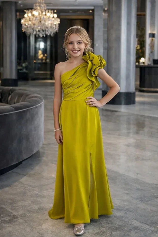 Детское платье для девочек без рукавов Modest Uzun Butik Kids, Oil Green