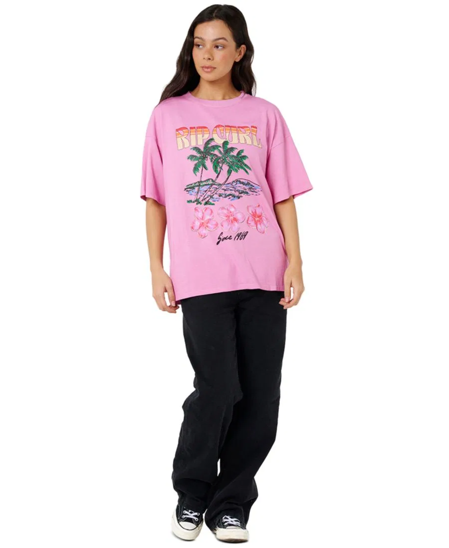 Футболка с принтом Hayley O Heritage Rip Curl, Fuschia — фото 2