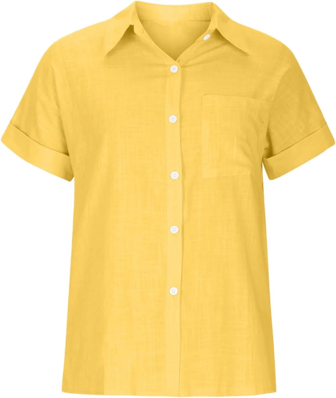 Женская льняная блуза с коротким рукавом оверсайз Generic, D-yellow — фото 3