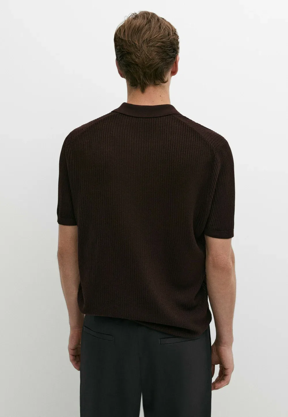 Поло с коротким рукавом из шерстяной смеси - рубашка поло Massimo Dutti, Bordeaux — фото 3