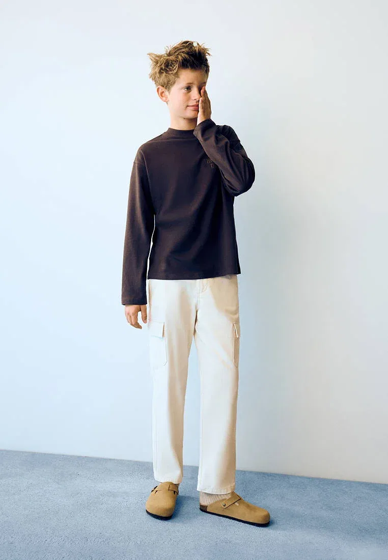 Детская футболка с длинными рукавами Mango Kids, Dark Brown