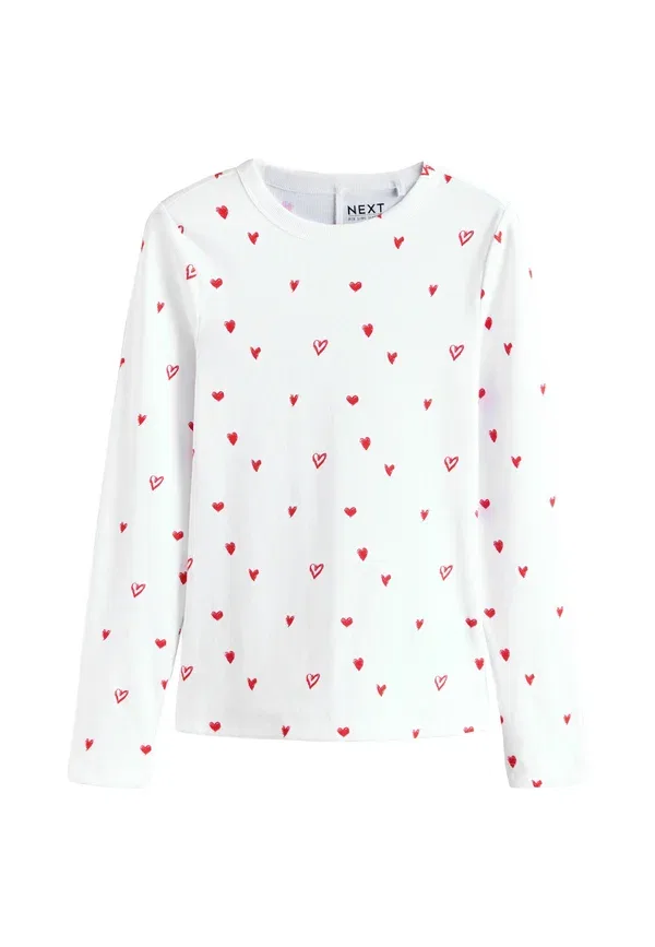 Комплект из 2 футболок с длинным рукавом, принт, Regular fit - 2 pack multi heart graphic long sleeve crew neck Next, Red Ecru, красный — фото 3