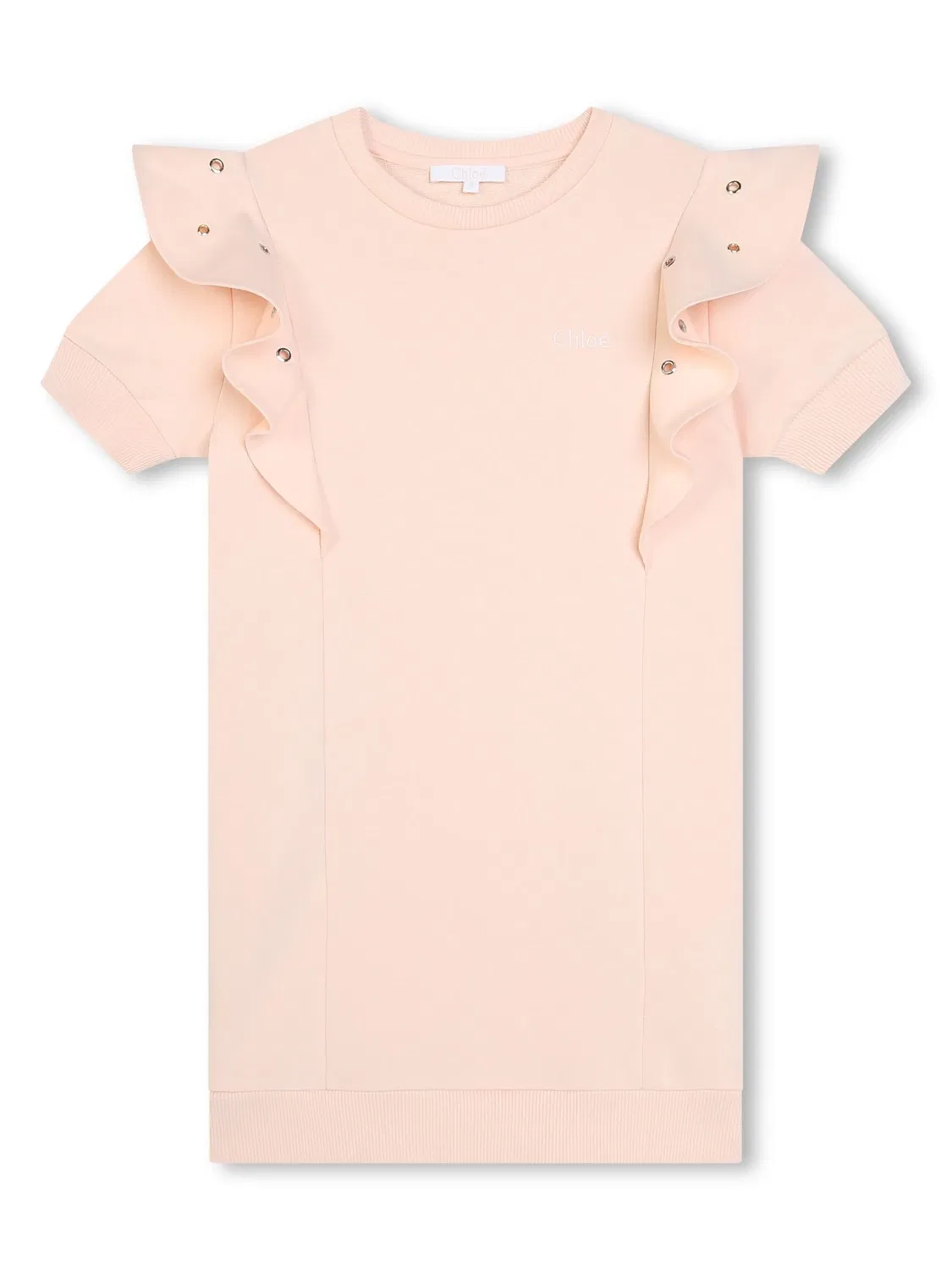 Платье с вышивкой логотипа и люверсами Chloé, розовый