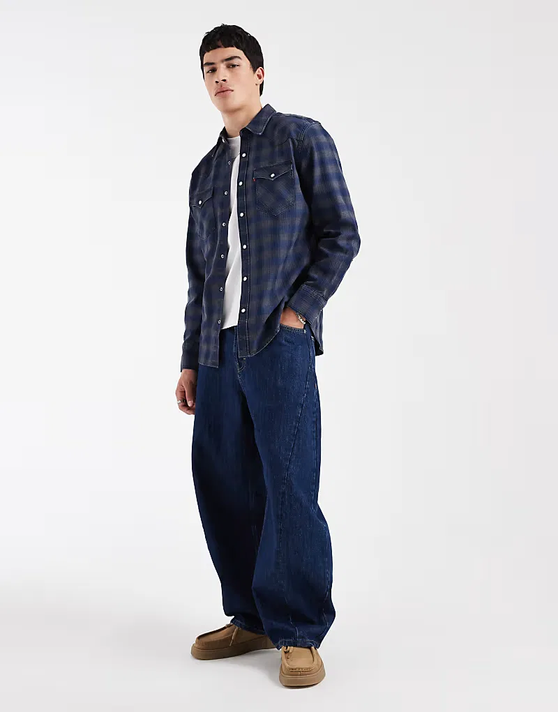 Рубашка Levi's Bastow в клетку в стиле вестерн, синяя — фото 2