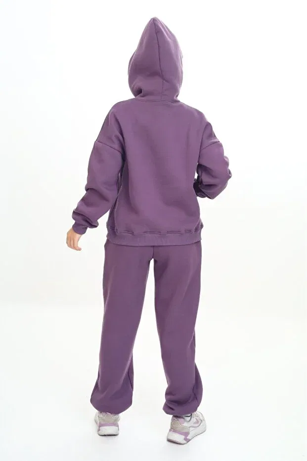 Детский комплект спортивного костюма с капюшоном для девочек Toontoy, Purple — фото 4