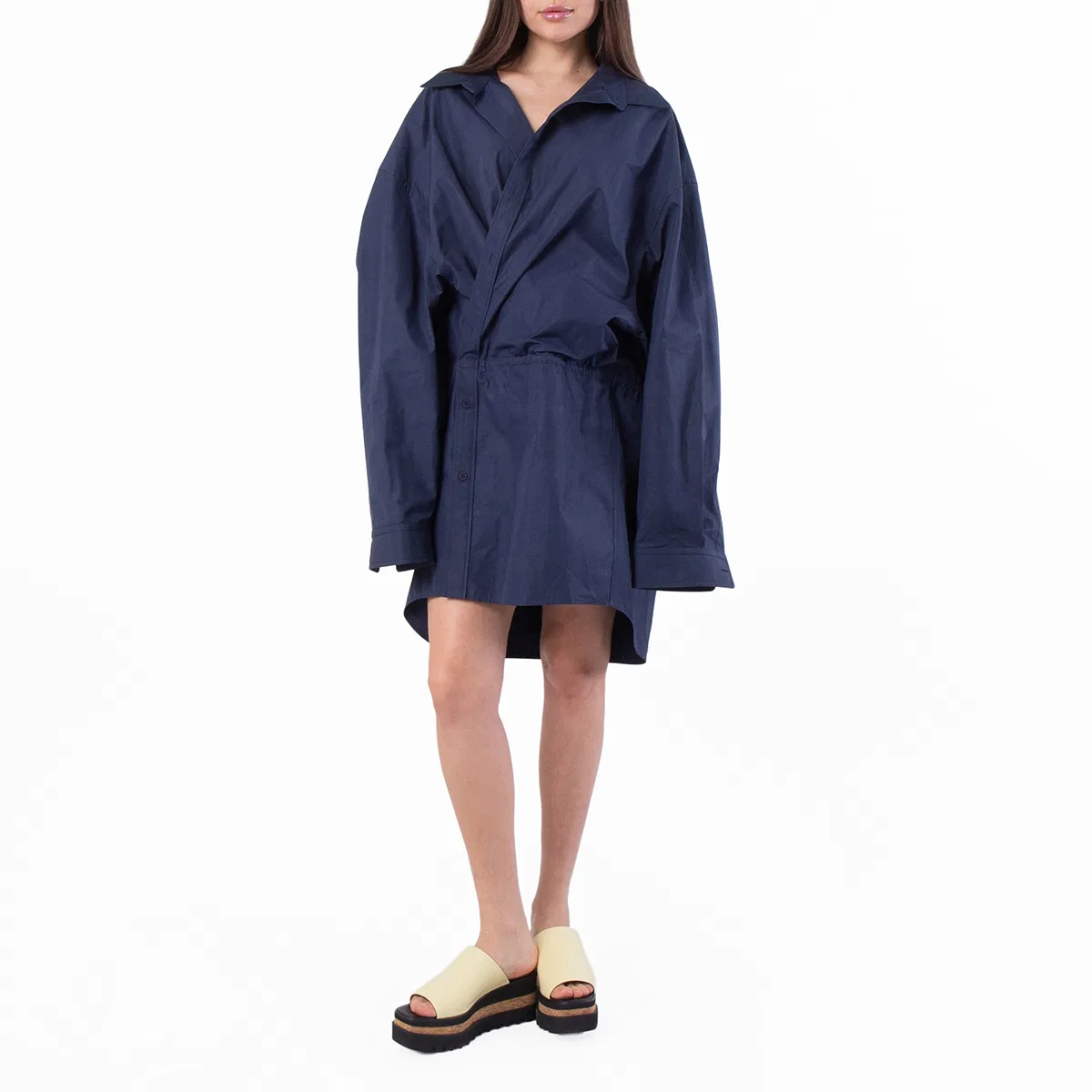 Платье мини из хлопка оверсайз Balenciaga, Faded Blue
