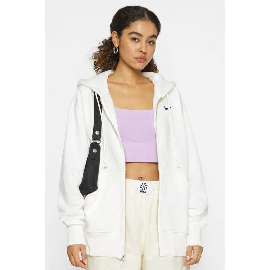 Женский худи оверсайз с капюшоном на молнии Nike Sportswear Phoenix Fleece, Кремовый — фото 3