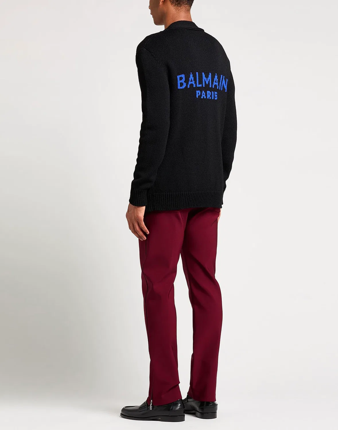 Мужской кардиган из кашемира с принтом Cable-Knit Balmain, черный — фото 3