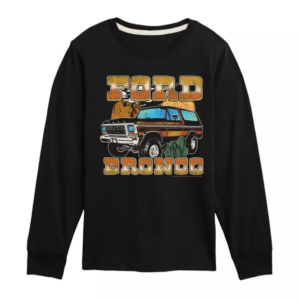 

Футболка Ford Vintage Bronco Desert с длинным рукавом и принтом для мальчиков 8-20 лет Licensed Character, черный