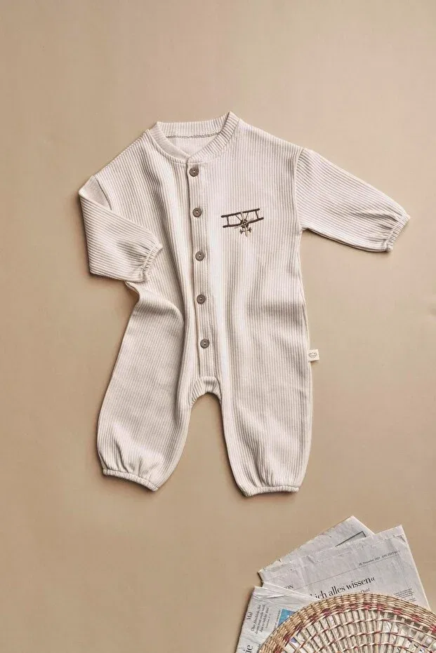 Детское боди-комбинезон с длинным рукавом Little Aviator Baby Romper Oh La La Koala For Little Ones, Nude Color — фото 4