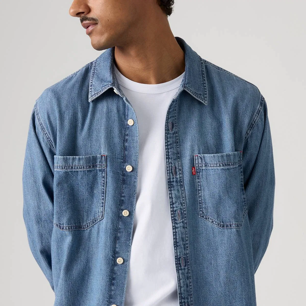Свободная джинсовая рабочая рубашка Mariposa Levi's, Ani Mid Wash - Medium Wash — фото 2