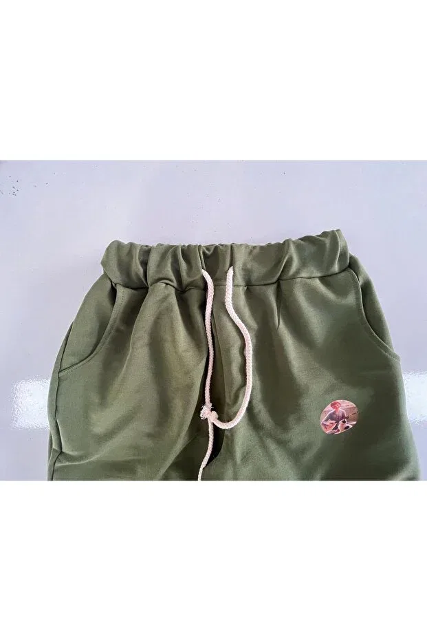 Детские спортивные штаны для девочек хлопковые Keçi&Co-T-Kids Hababamevi, Khaki — фото 4