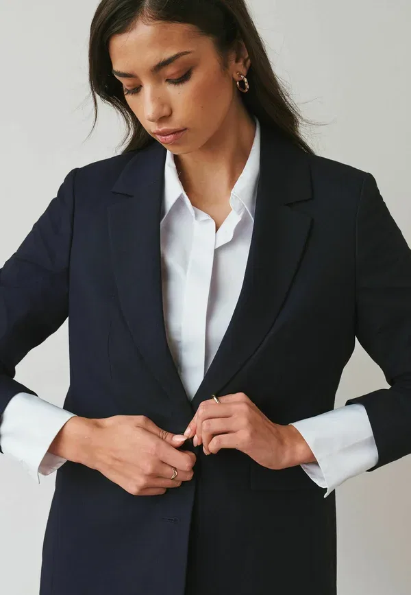 Пиджак однобортный Regular fit - heavy duty single breasted blazer Next, темно-синий — фото 3