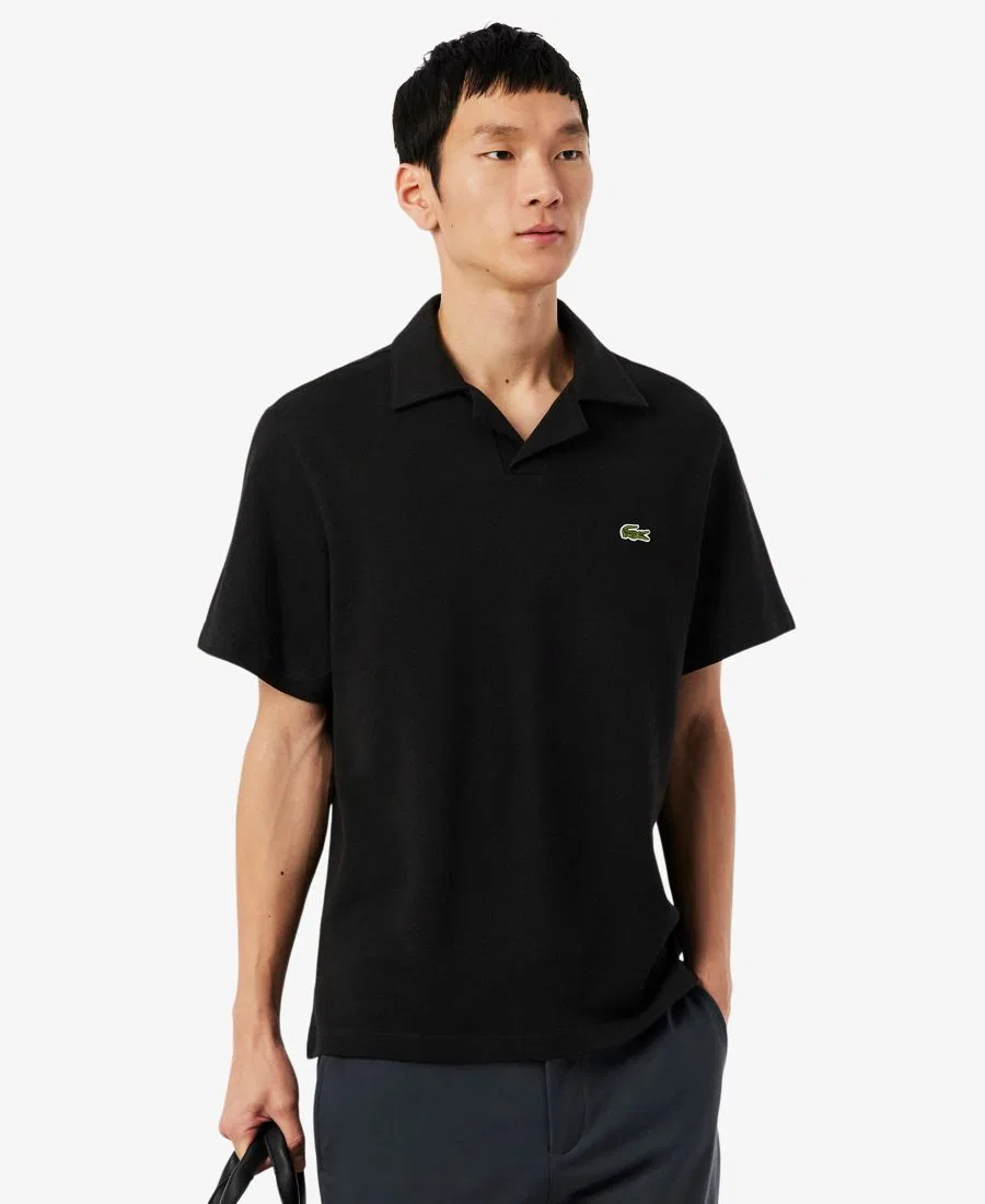 Мужское поло классического кроя с вышитым крокодилом Lacoste, Black