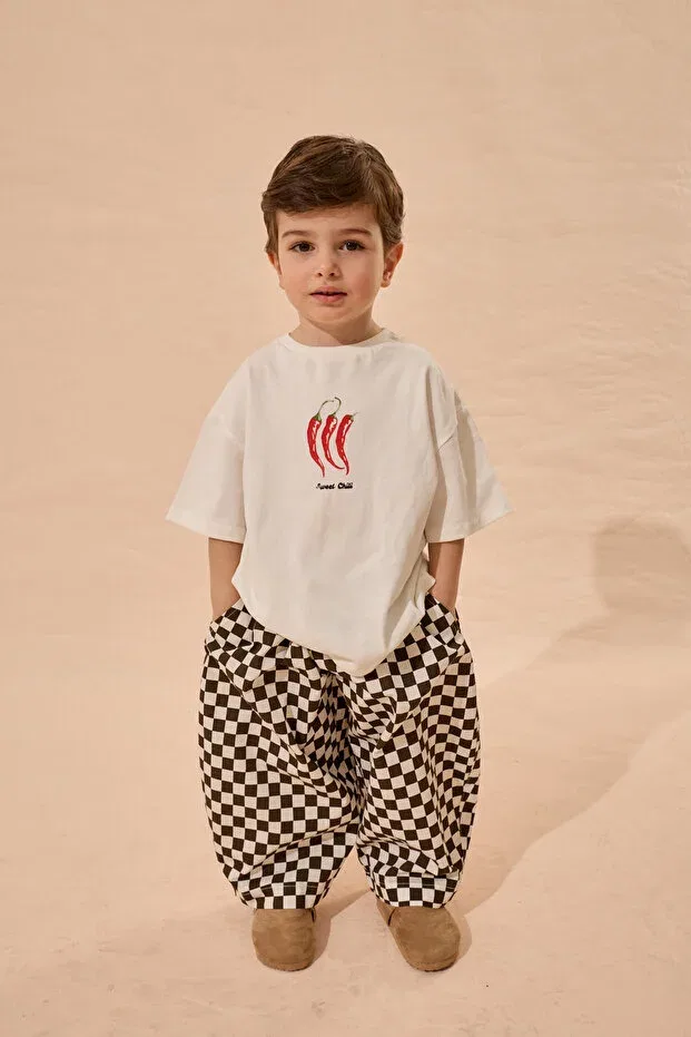 Детские брюки для девочек широкие с принтом Fahhar Kids, Brown