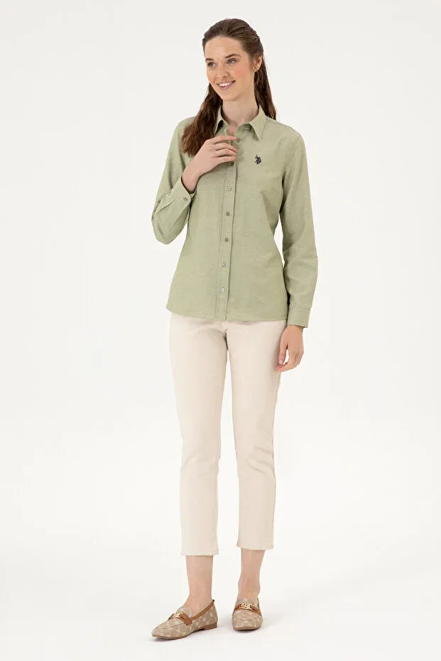 Женская рубашка с длинным рукавом U.S. Polo Assn., Open Haki — фото 4
