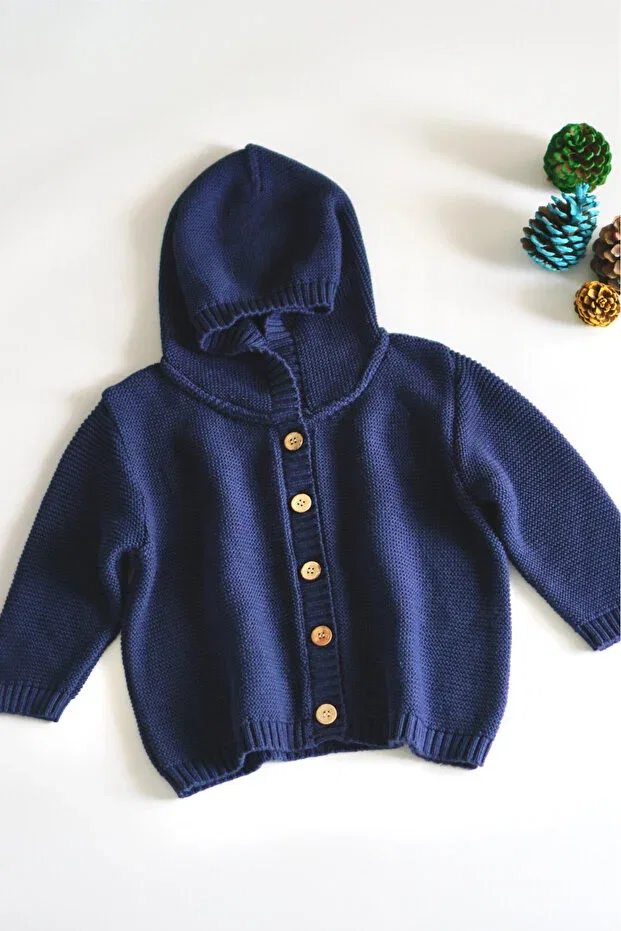 Детский кардиган с капюшоном Vennusbaby, Indigo — фото 4