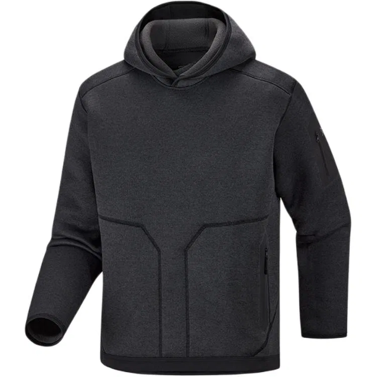 Мужское худи из флиса с капюшоном неотъемным Arcteryx, Black Gray/Black Heather