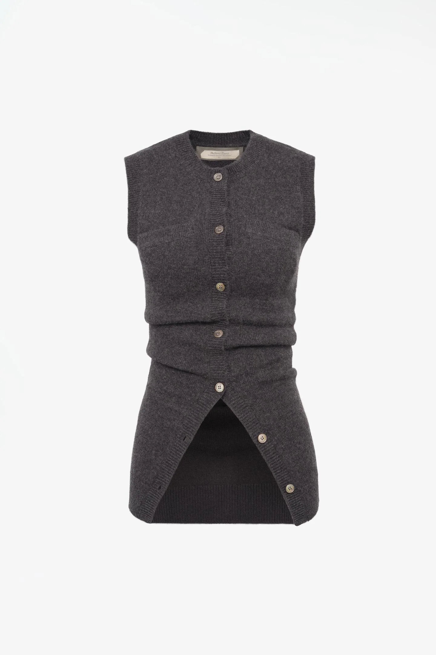 Жилет Zara трикотажный из кашемира, графитовый