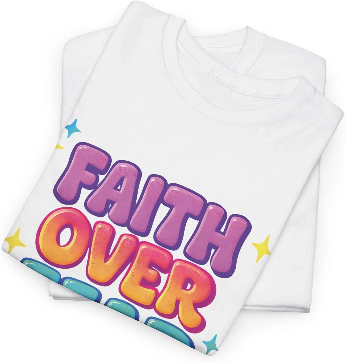Мужская футболка с принтом Faith Over Fear, белый — фото 4