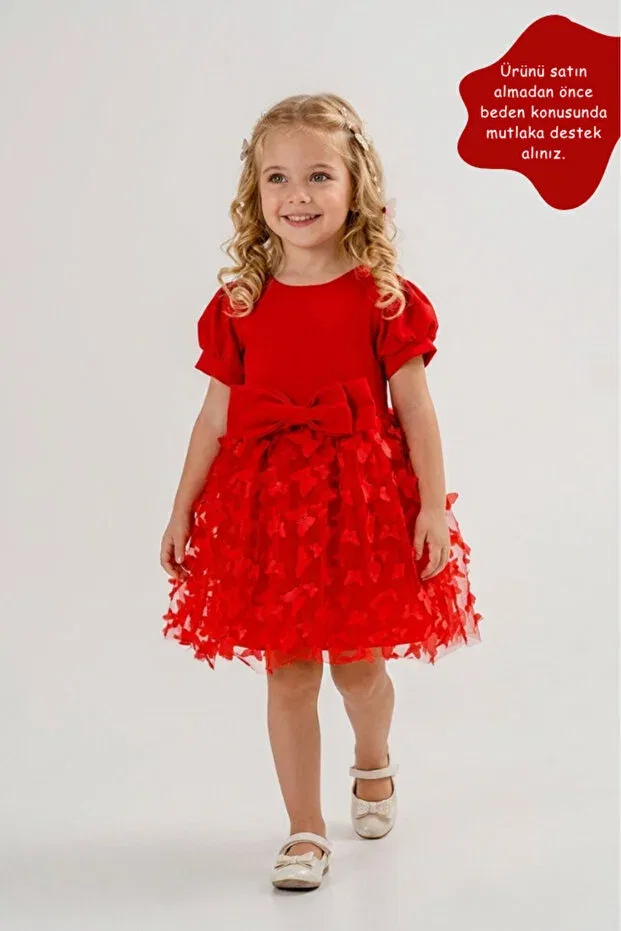 Детское вечернее платье для девочек с коротким рукавом Eray Kids, Red
