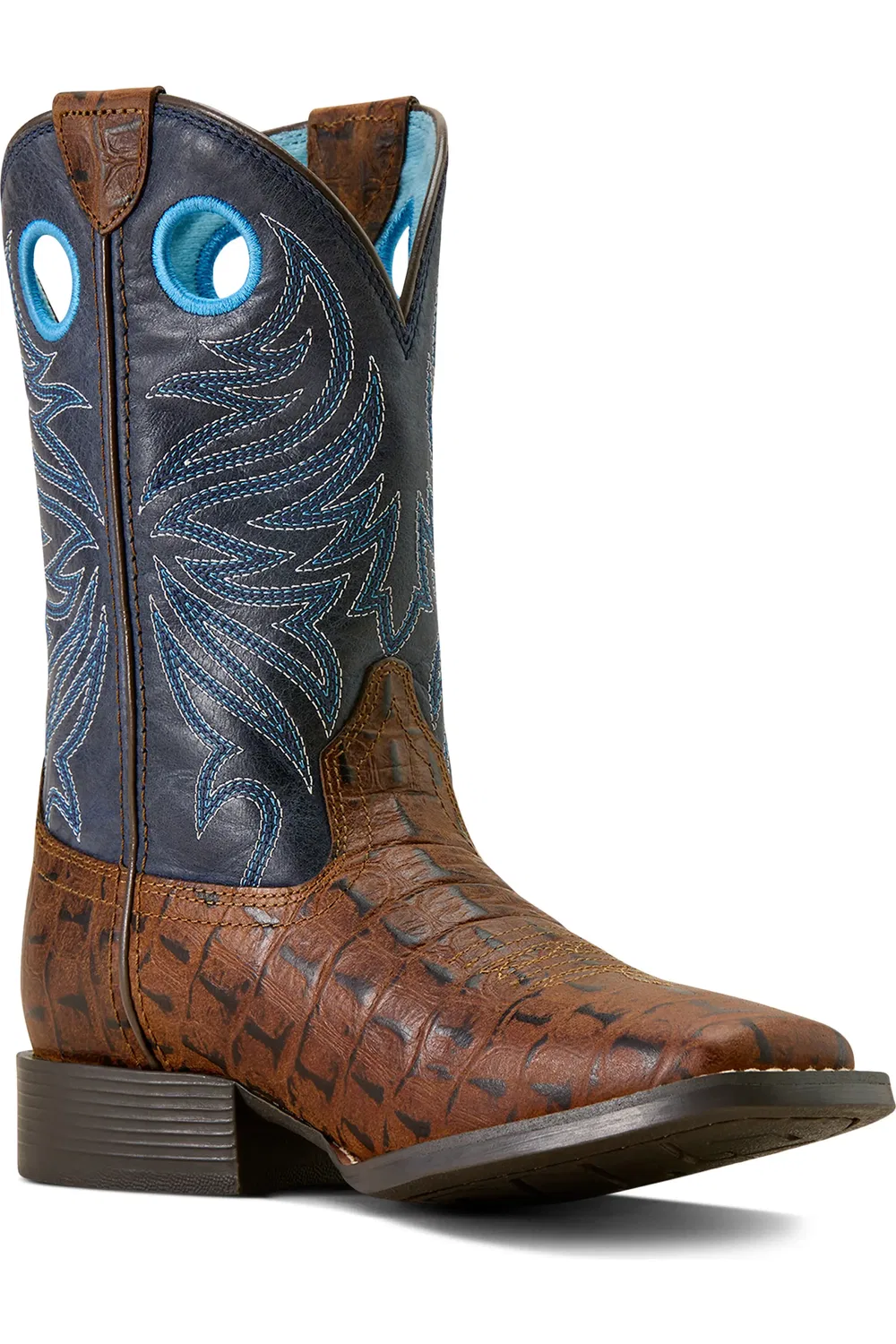 Детские ковбойские сапоги с квадратным мысом Knox Wide Square Toe Ariat, Brown Crocodile Print