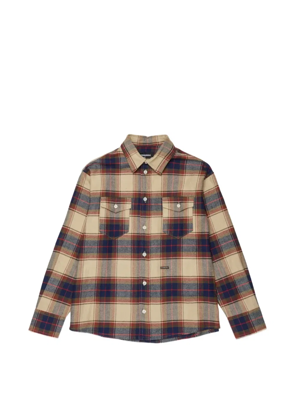 Клетчатая рубашка с логотипом Dsquared2 Kids, бежевый