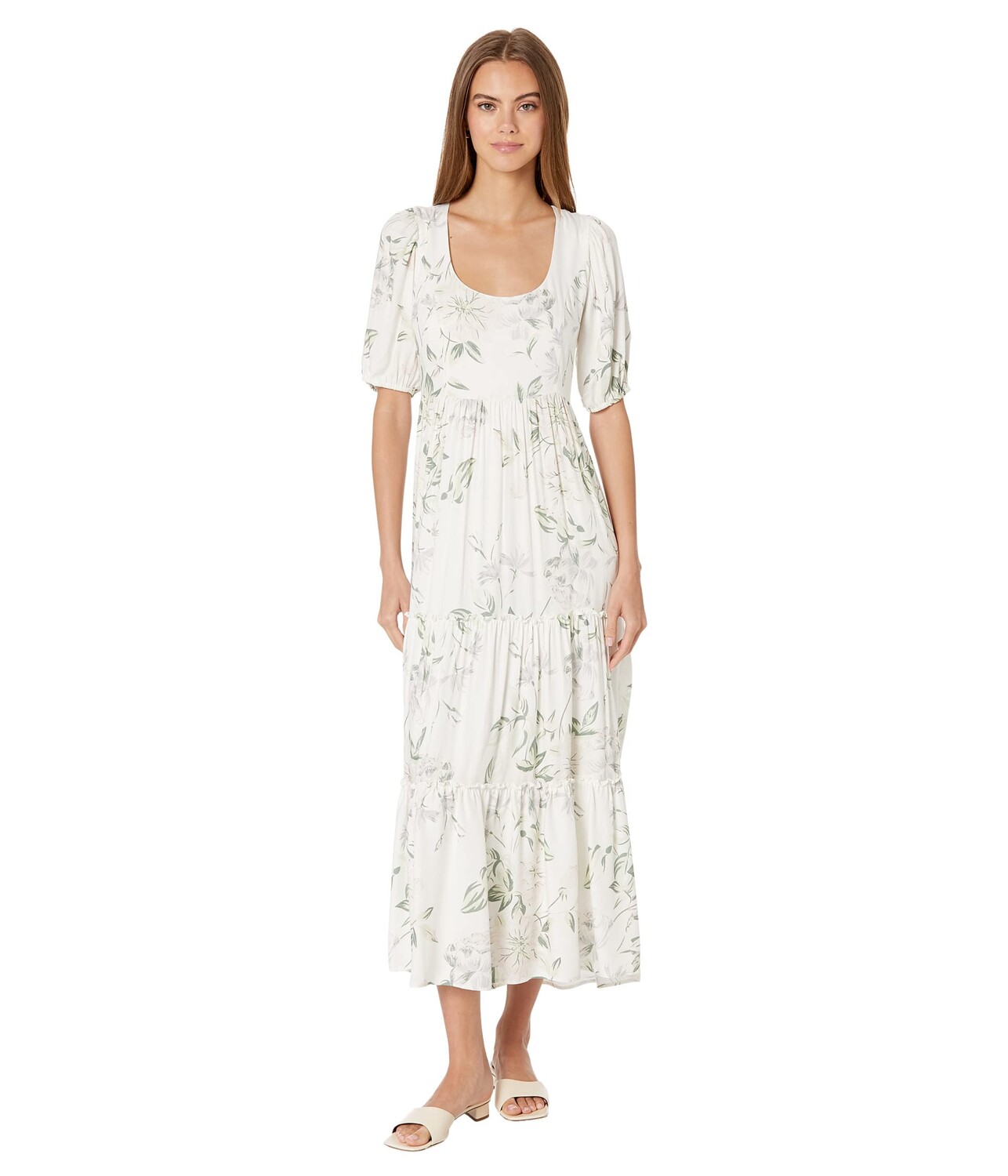 

Платье Saltwater Luxe, Miki Chiffon Whimsical Florals Short Sleeve Maxi Dress