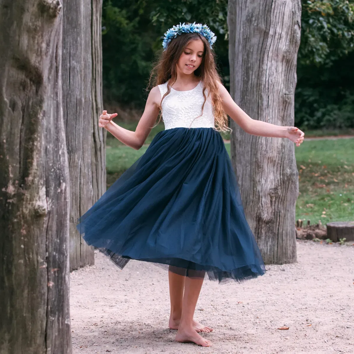 Платье в стиле бохо Bohemian classic dress Uk Flower Girl Boutique, Navy — фото 2