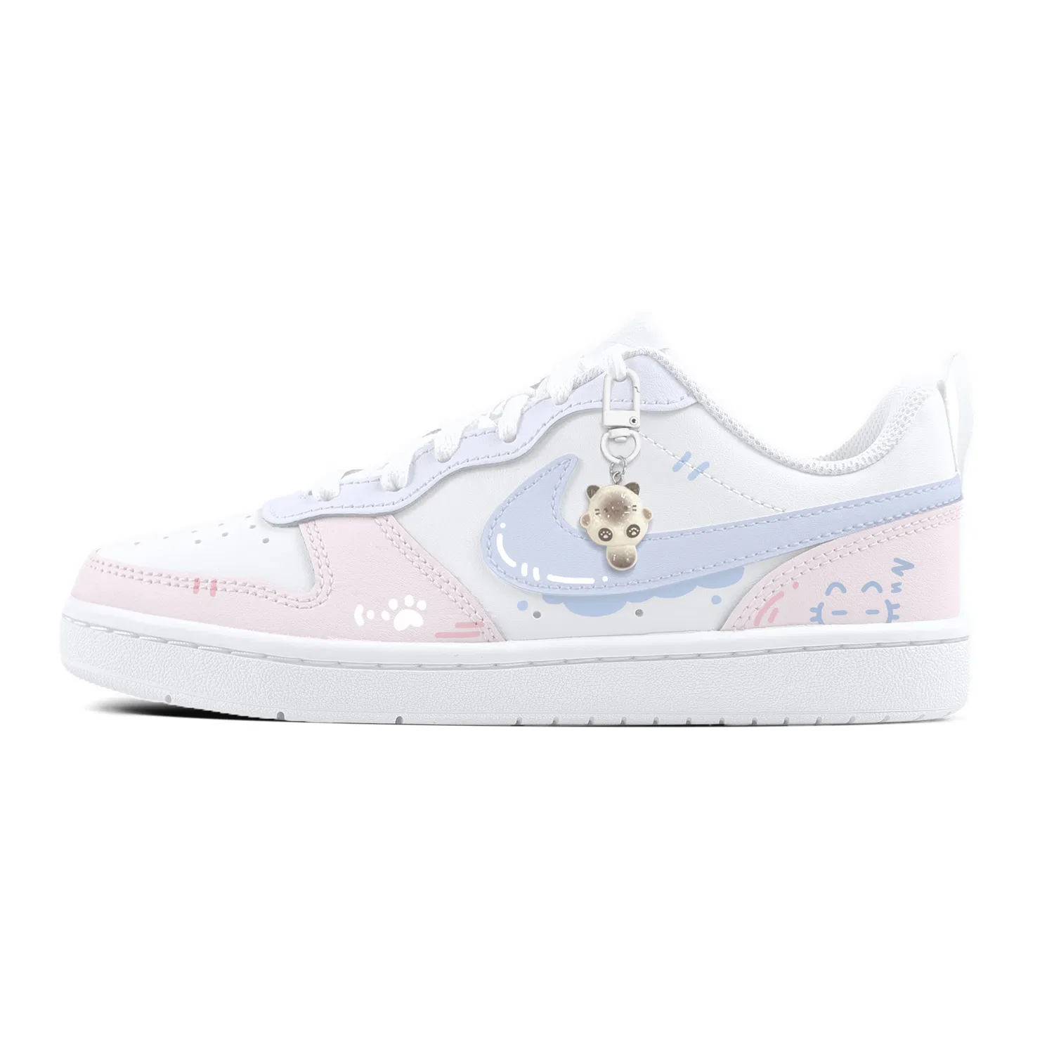Детские кроссовки для скейтбординга с дизайном «Котенок» Nike Court Borough 2, Pink Blue — фото 3