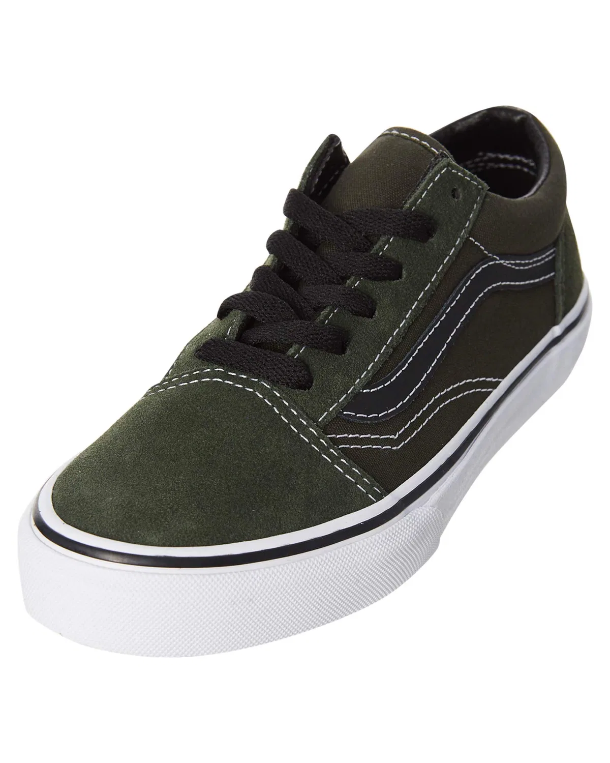Детские кроссовки для мальчиков на шнуровке Old Skool Classic Suede/Canvas Vans, Army Green — фото 3