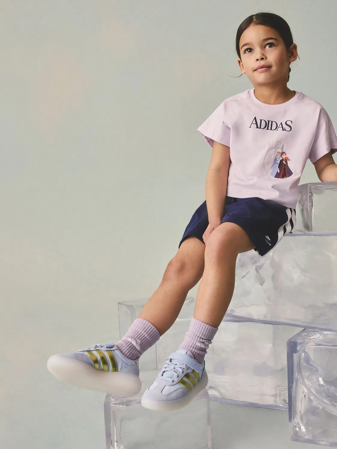 Комплект футболка и шорты, Frozen adidas, фиолетовый