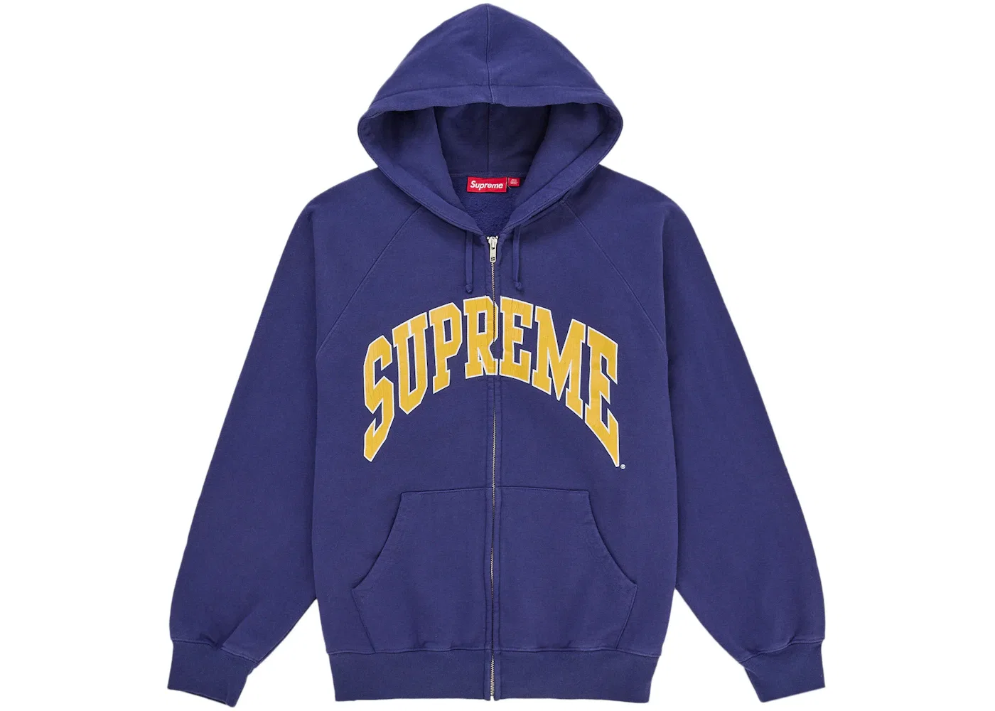 Мужская худи с длинным рукавом Supreme Cracked Raglan Zip Up Hooded Sweatshirt Supreme, Washed Navy