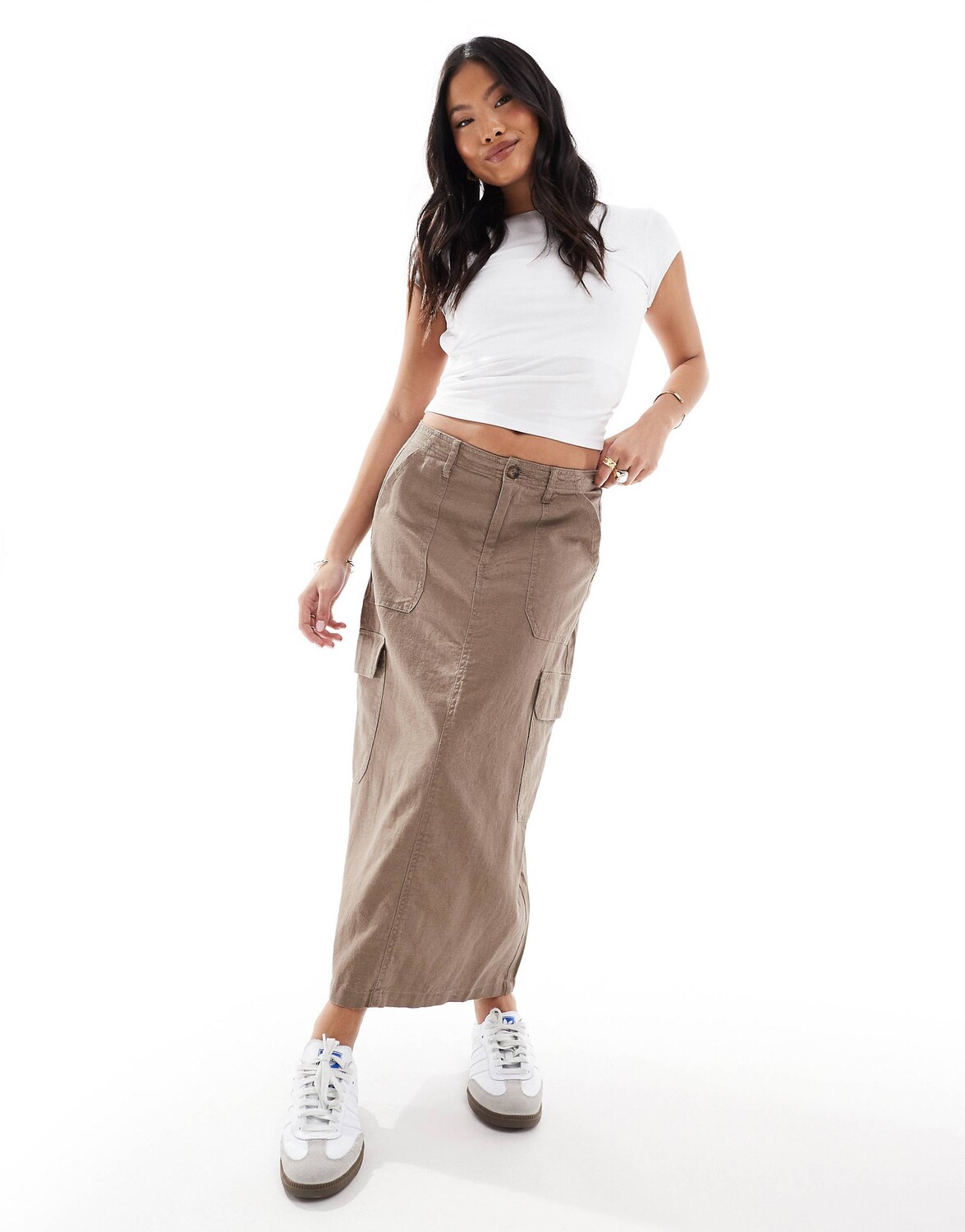 

Юбка Only Petite Linen, коричневый