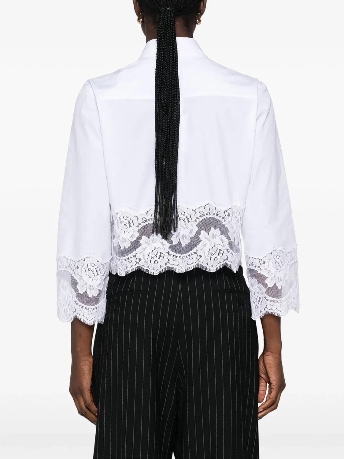 Укороченная рубашка с кружевной отделкой Dolce & Gabbana, белый — фото 4