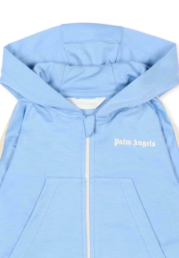 Худи на молнии вискоза Palm Angels Light Blue, светло-голубой — фото 3