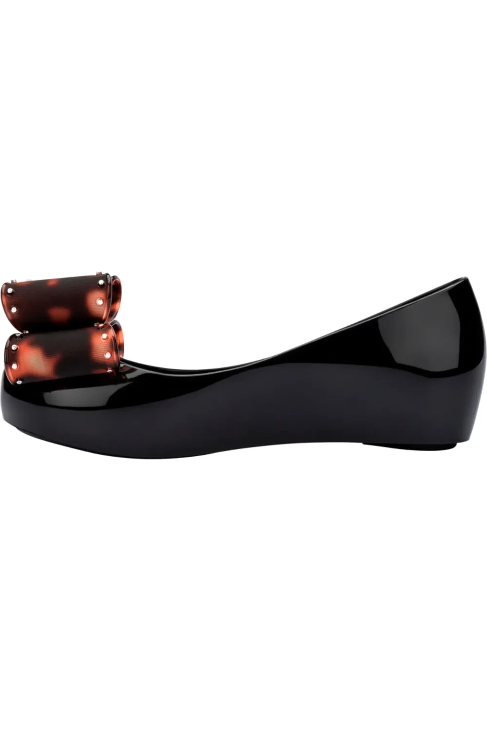 Туфли детские на плоской подошве с бантами Mini Melissa, Black/Tortoiseshell — фото 4