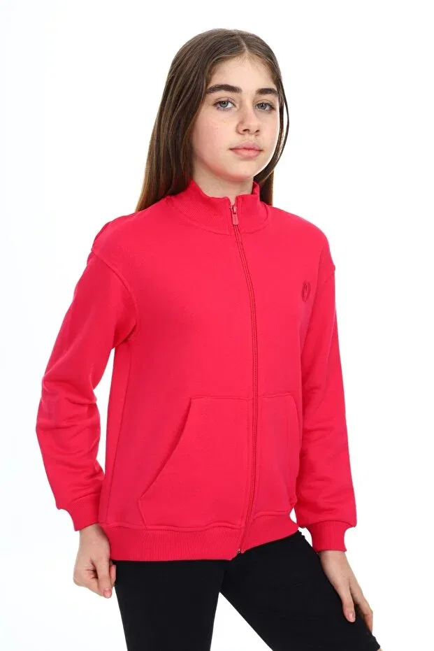 Детский кардиган для девочек с вышивкой Toontoy, Dark Fuchsia — фото 4