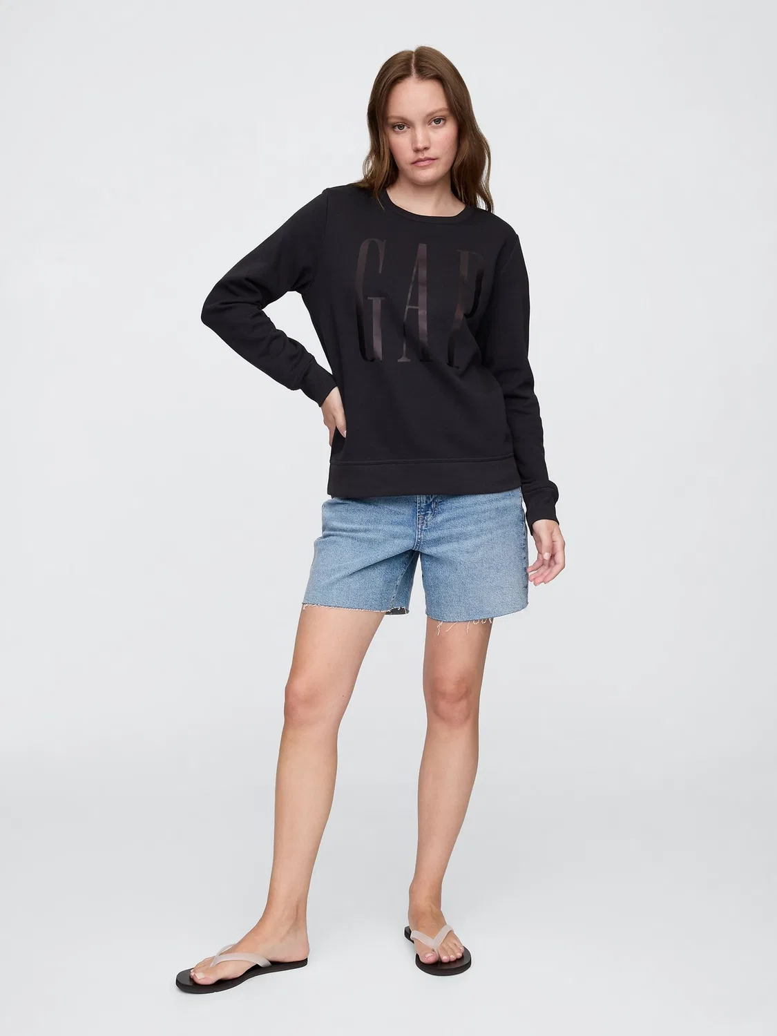 Свитшот Relaxed Logo Gap, черный — фото 3
